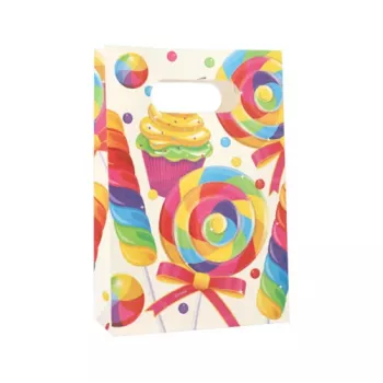 PAPSTAR Candies popierinis vakarėlio maišelis su rankena, 140 x 210 x 60 mm, blokiniu dugnu, šoninėmis klostėmis, 1 vnt. (88862)