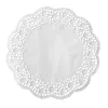 PAPSTAR apvali torto servetėlė, 320 mm, balto reljefinio nėrinių rašto popieriaus, 40 g/m², 1 vnt. (12456)