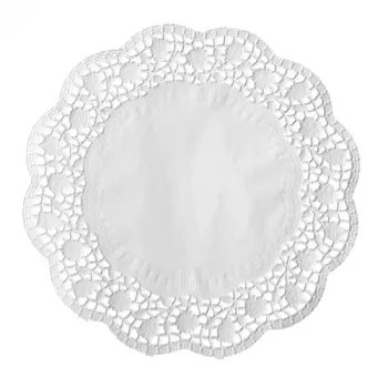 PAPSTAR apvali torto servetėlė, 320 mm, balto reljefinio nėrinių rašto popieriaus, 40 g/m², 1 vnt. (12456)