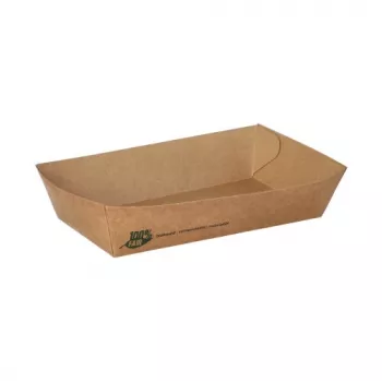 PAPSTAR pure 100% Fair padėkliukai bulvytėms, dideli, 10,5 x 17 cm, šviežio pluošto kartonas, rudos spalvos, 80 vnt. (87244)