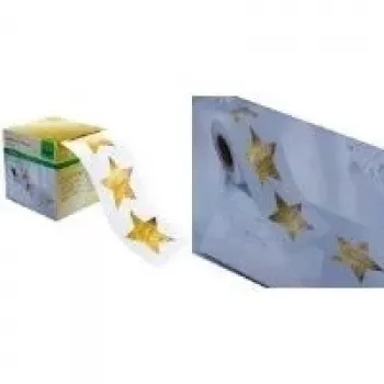 SIGEL Christmas Stars lipdukai, auksinis spaudas, 47 x 47 mm, rulone (CS112)