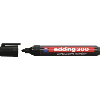 Edding 300-E4 Permanentinis Markeris, 4 Spalvų Rinkinys (Juodas, Mėlynas, Žalias, Raudonas), Kaltinis Antgalis 1-5 mm 4-300-4