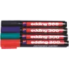 Edding 300-E4 žymeklių rinkinys, 4 vnt., juodas/mėlynas/žalias/raudonas 4-300-4