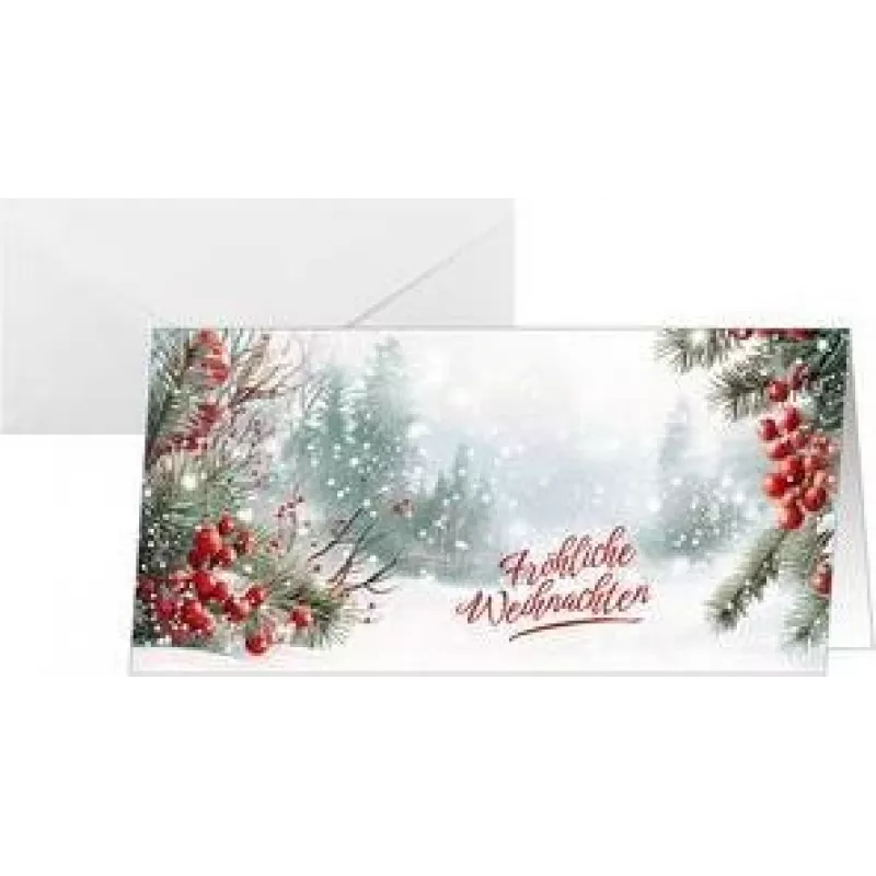 SIGEL DS645 Kalėdinis atvirukas Scandinavian Snow, DIN Lang gulsčias, 250 gsm baltas kartonas, rašaliniams/lazeriniams/ kopijavimo aparatams, 1 vnt.