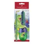 Faber-Castell Dino Jumbo rašymo rinkinys, žalias, 3 pieštukai, 3 mm švinas, ergonomiškas trikampis, atsparus lūžimui, nuo 3 metų 111529