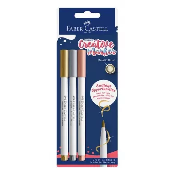 Faber-Castell Goldfaber Creative Marker rinkinys, 3 skirtingų spalvų, pigmentiniai dažai vandeninėje bazėje, bekvapiai, nesitepantys, atsparūs purslams, blister pak.