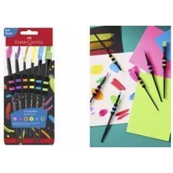 Faber-Castell sintetinių plaukų teptukų rinkinys, 6 vnt., su minkšto lietimo rankena, tvirti, minkšti sintetiniai - 1 vnt. (481622)