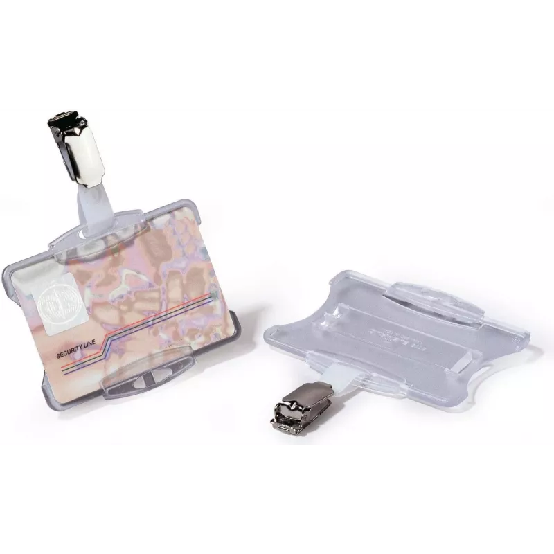 DURABLE ID kortelių laikiklis su sukamuoju klipu, permatomas, 1 kortelei, 25 vnt. 811819