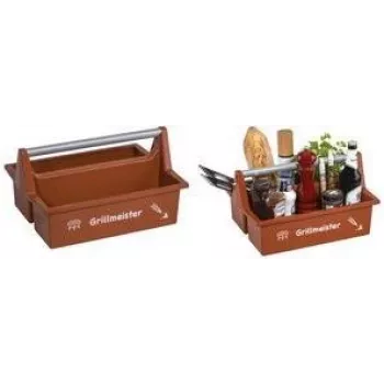 allit McPlus Carry Grillmeister nešiojimo dėklas rudas su aliuminio rankena, 2 dideli skyriai 8500908000