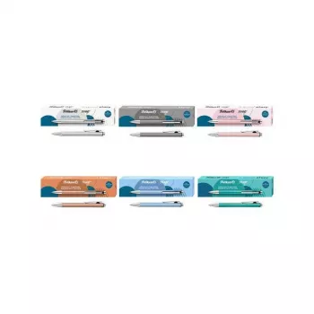 Pelikan Snap Metallic tušinukas, sidabrinis perlamutrinis blizgus aliuminio korpusas, mėlynas rašalas, vidutinis 400208064