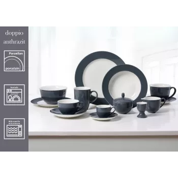 Ritzenhoff & Breker Doppio antracito sriubos lėkštė 220 mm porcelianas, 6 vnt. rinkinys 430219