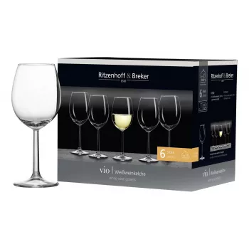 Ritzenhoff & Breker VIO baltvynio taurė, 320 ml, tinkama plauti indaplovėje, pilvotoji forma, aukštis 200 mm, rinkinys iš 6 vnt. (812169)