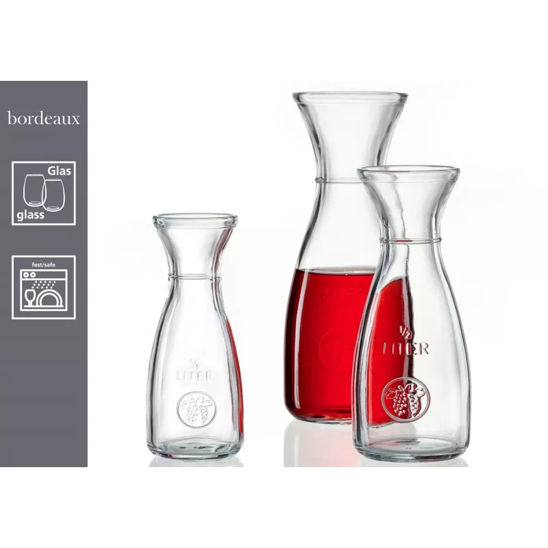 Ritzenhoff & Breker Bordeaux stiklinė karafė 1L, soda-kalkių stiklas, tinka plauti indaplovėje, su pripildymo linija - 6 vnt. 818963