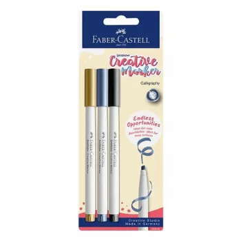 Faber-Castell Goldfaber Creative Marker rinkinys, 3 vnt., vandeniniai, teptuko antgalis, skirtingos spalvos (juoda, pilka, balta), blister pakelyje 160905