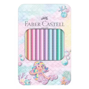Faber-Castell Sparkle Jumbo trikampiai spalvoti pieštukai, 10 vienetų rinkinys, įvairios spalvos, 3.8 mm šerdis, minkšta rankena, nelūžtanti, FSC sertifikuota mediena 210910