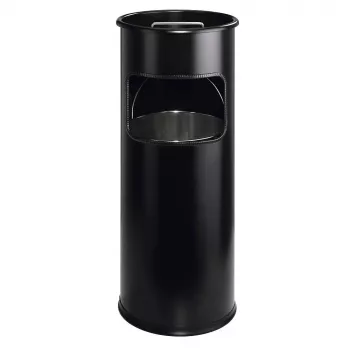 DURABLE metalinė šiukšliadėžė 17L apvali su pelenine, juoda 333001