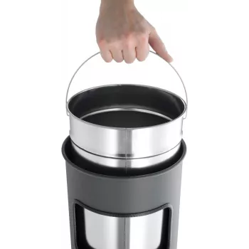 DURABLE metalinė šiukšliadėžė 17L apvali su pelenine, juoda 333001