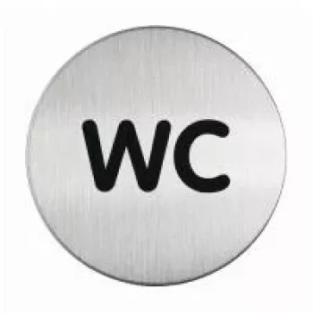 DURABLE PICTO WC durų ženklas, apvalus 83 mm, lipnus, sidabrinis/juodas 490723