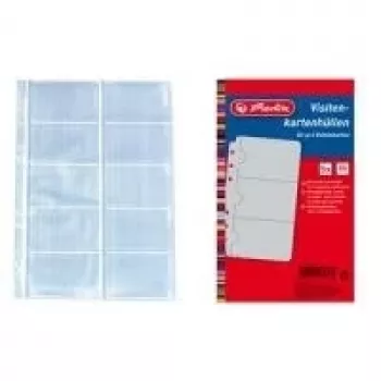 HERLITZ Vizitinių kortelių kišenės, DIN A4, 10 kišenių lape, permatomos, 10 vnt. paketas 5894209