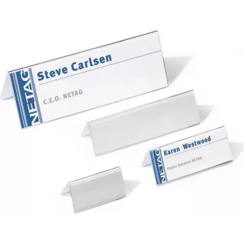 DURABLE stalinis vardų lentelių laikiklis Tent Card 61/122x210 mm akrilinis, 10 vienetų 803419