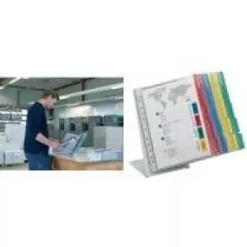 DURABLE FUNCTION TABLE 20 A4 stalinis dokumentų rodymo panelių rinkinys, 20 panelių, juodas rėmas, šviesiai pilkas pagrindas 568800
