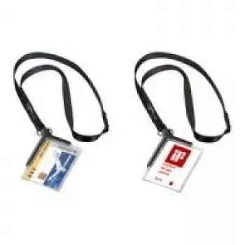 DURABLE 820758 permatomas ID kortelių laikiklis su spaustuku ir smeigtuku, 10 vnt. paketas