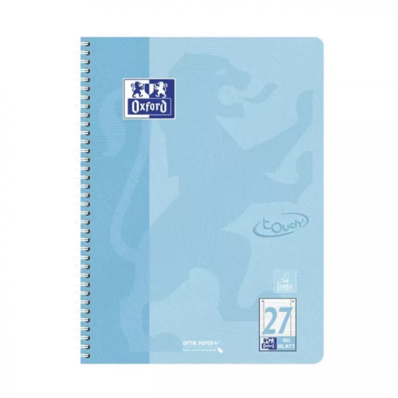 OXFORD Collegeblock TOUCH bloknotas su kvadratėliais ir paraštėmis A4, 80 lapų, 90 gsm, įvairių spalvų 400196079