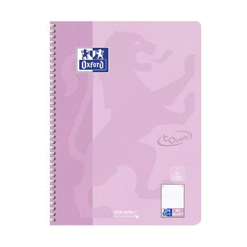 OXFORD Collegeblock TOUCH bloknotas su kvadratėliais ir paraštėmis A4, 80 lapų, 90 gsm, įvairių spalvų 400196079