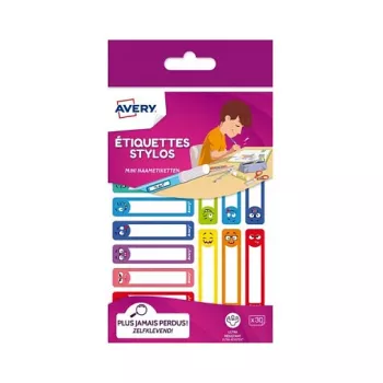 AVERY Rašiklių etiketės, popierinės, 10 x 50 mm, spalvoti rėmeliai, užapvalinti kampai, rašomos ranka, nuolatinis klijavimas - 30 etikečių (RESMI30S)