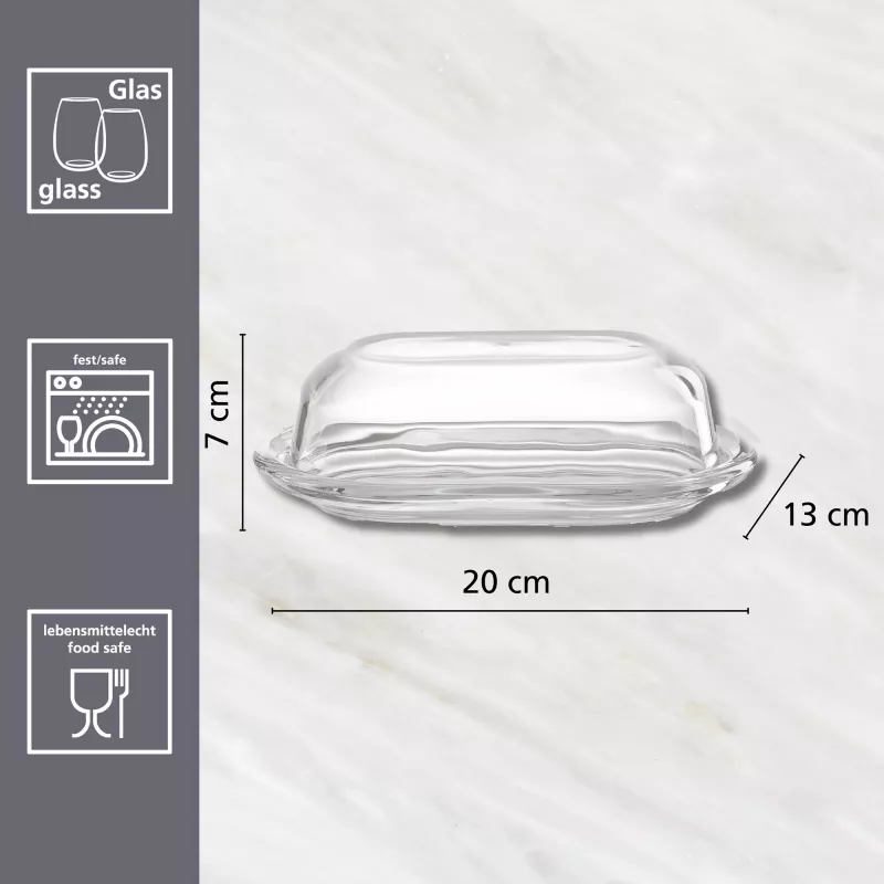 Ritzenhoff & Breker STYLE stiklinė sviesto lėkštė su dangčiu 190x130x70 mm 812022