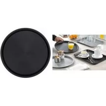 Esmeyer OHIO apvali padėklas, juodas plastikinis, gumuotas neslystantis paviršius, 35 cm 307-016