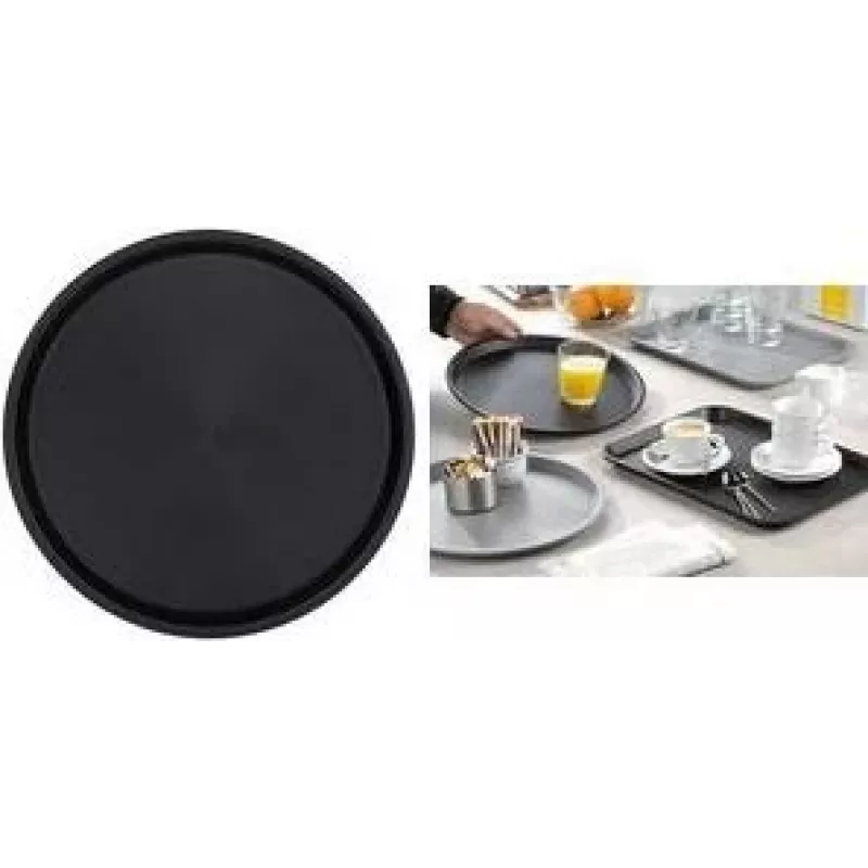 Esmeyer OHIO apvali padėklas, juodas plastikinis, gumuotas neslystantis paviršius, 35 cm 307-016
