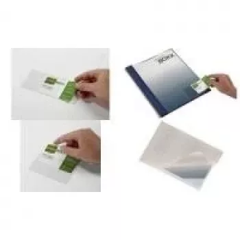 DURABLE POCKETFIX lipnios kišenės 90x57mm, su išpjova nykščiui, permatomos, 100 vnt. 837919