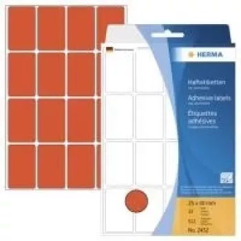 HERMA 2452 lipdukai – raudoni, 25 x 40 mm, 512 vnt. (32 lapai po 16)
