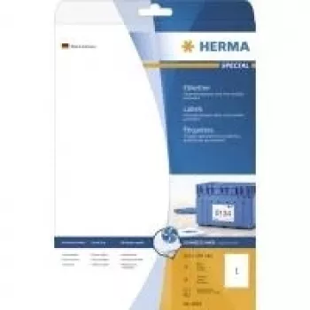 HERMA Special 4824 nuolatinės lipniosios matinės dengtos failų segtuvų nugarėlių etiketės, baltos, A4, 25 lapai, 100 etikečių