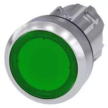 Siemens SIRIUS ACT apšviestas mygtukas, metalinis blizgus, žalias, 22 mm, 3SU1051-0AA40-0AA0