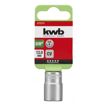 KWB 372213 3/8 colio 13 mm 6 briaunų chromo vanadžio lizdas