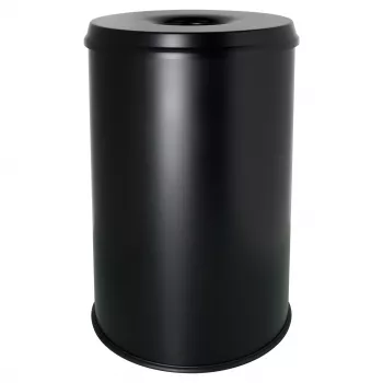 HELIT H2515695 plieninė šiukšliadėžė su liepsną gesinančiu dangčiu, 30 L, juoda, apvali, Ø335 x 470 mm