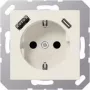 JUNG A 1520-15 CA SCHUKO kištukinis lizdas 16 A 250 V su USB įkrovikliu 1 x A tipo + 1 x C tipo, Safety Plus, AS serija, baltas (dramblio kaulo)