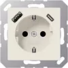JUNG A 1520-15 CA SCHUKO kištukinis lizdas 16 A 250 V su USB įkrovikliu 1 x A tipo + 1 x C tipo, Safety Plus, AS serija, baltas (dramblio kaulo)