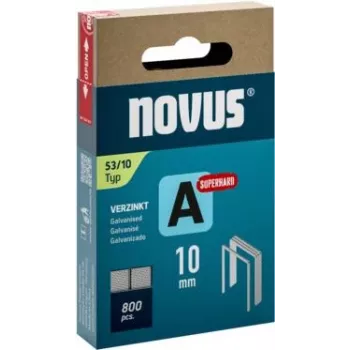 Novus Type 53 smulkios vielos segtukai A 10 mm, itin kieti, cinkuoto plieno, 800 vnt., 042-0778