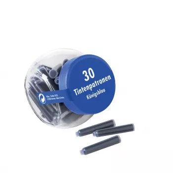 Pelikan 4001 Standard International Short rašalinės kasetės, karališkai mėlyna, trinamos ir nuplaunamos, 30 vienetų stikliniame indelyje 300003745