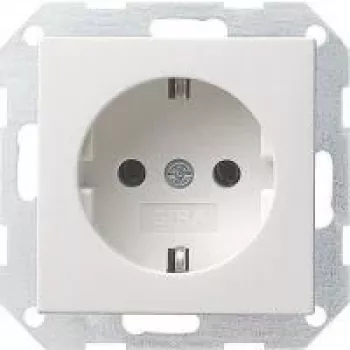 Gira System 55 Schuko lizdas, grynai balta šilkine matine, 16 A, įleidžiamas 018827