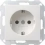 Gira System 55 Schuko lizdas, grynai balta šilkine matine, 16 A, įleidžiamas 018827