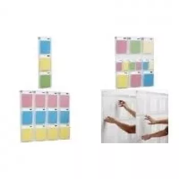 HELIT PLACATIV sieninis informacinis stendas, 6 A4 portretinės + 12 1/3 A4 kišenės, permatomas SAN, 35 mm gylio H6812302