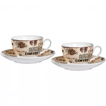 Ritzenhoff & Breker CREMA porceliano kapučino rinkinys, 4 dalių, su motyvo spauda, tinka plauti indaplovėje 422108