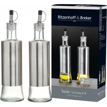 Ritzenhoff & Breker BASIC acto ir aliejaus butelių rinkinys, stiklas su nerūdijančio plieno apdailu, 250 ml, 2 dalių 823523