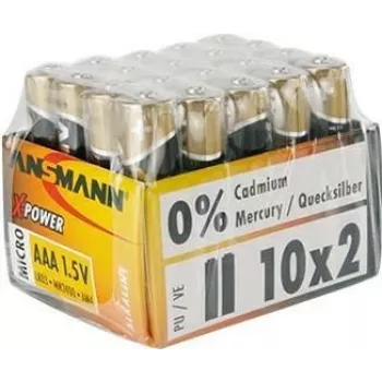 ANSMANN X-POWER Micro AAA šarminės baterijos 1,5 V - 20 vnt. pakuotė 5015671