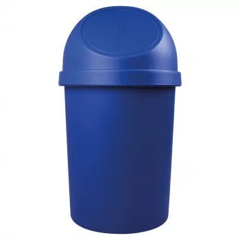 helit apvali šiukšliadėžė su spaudžiamu dangčiu, 45 litrų, mėlyna, polipropilenas, Ø400 mm x H700 mm (H2401334)