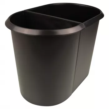 HELIT the double popieriaus atliekų šiukšliadėžė, ovali, 20 L, juoda, PE, be dangčio, 1 dalis (H6103795)